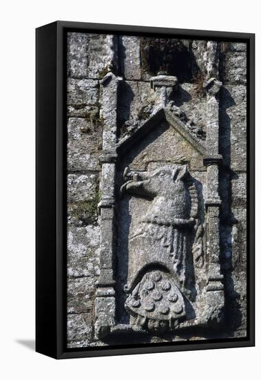 Stone Decoration with Boar Representation at Largoet Castle-null-Framed Stretched Canvas