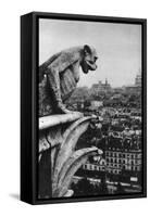 Stone Demon, Notre Dame, Paris, France, C1930S-Donald Mcleish-Framed Stretched Canvas