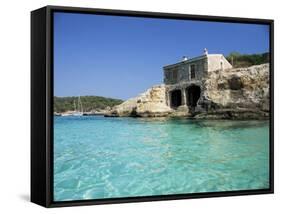 Stone Dwelling Overlooking Bay, Cala Mondrago, Majorca, Balearic Islands, Spain-Ruth Tomlinson-Framed Stretched Canvas