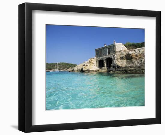 Stone Dwelling Overlooking Bay, Cala Mondrago, Majorca, Balearic Islands, Spain-Ruth Tomlinson-Framed Photographic Print