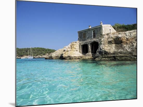 Stone Dwelling Overlooking Bay, Cala Mondrago, Majorca, Balearic Islands, Spain-Ruth Tomlinson-Mounted Photographic Print