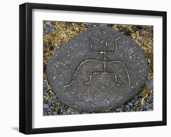 Stone Engraving, Puako Petroglyph Archaeological District, Island of Hawaii, United States-null-Framed Giclee Print