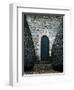 Stone Entry and Wood Door Flanked by Manicured Bushes-Tim Kahane-Framed Photographic Print