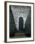 Stone Entry and Wood Door Flanked by Manicured Bushes-Tim Kahane-Framed Photographic Print