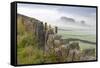 Stone Fence, Burnsall, Yorkshire Dales National Park, Yorkshire, England, United Kingdom, Europe-Miles Ertman-Framed Stretched Canvas