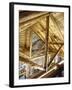 Stone Fireplace from Bedroom Loft of Summer Cabin Made from a Prefabricated Kit of Pine Logs-John Dominis-Framed Photographic Print