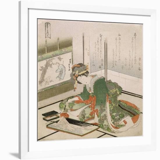 Stone, from the Series 'three Designs for the Children's Game Stone-Paper-Scissors', 1822-Katsushika Hokusai-Framed Giclee Print