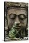 Stone Garden Statue with Flower-Matt Freedman-Stretched Canvas