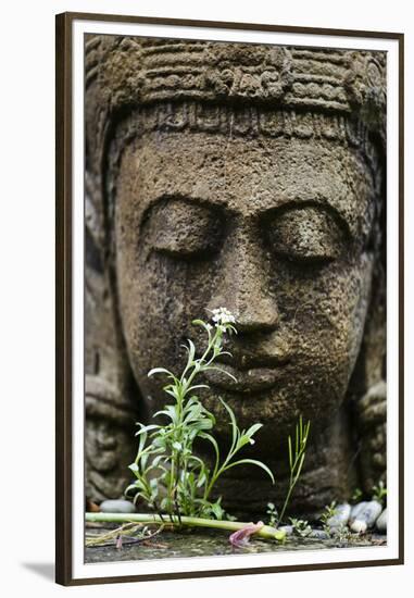 Stone Garden Statue with Flower-Matt Freedman-Framed Premium Photographic Print