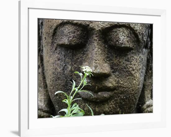 Stone Garden Statue with Flower-Matt Freedman-Framed Photographic Print