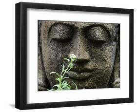 Stone Garden Statue with Flower-Matt Freedman-Framed Photographic Print