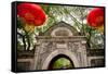 Stone Gate Garden Red Lanterns Prince Gong's Mansion, Beijing, China-William Perry-Framed Stretched Canvas