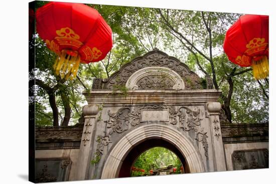 Stone Gate Garden Red Lanterns Prince Gong's Mansion, Beijing, China-William Perry-Stretched Canvas