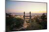 Stone Gate in the Mountains Above Lijiang with City Lights in the Background-Andreas Brandl-Mounted Photographic Print