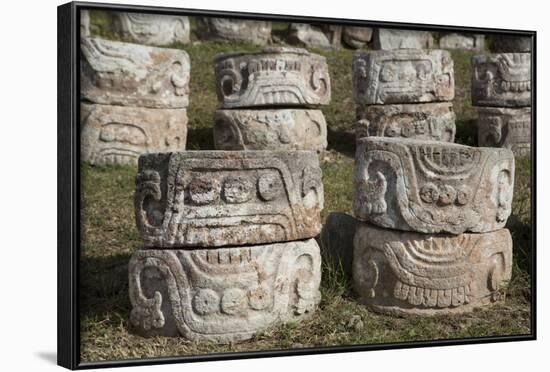 Stone Glyphs in Front of the Palace of Masks, Kabah Archaeological Site, Yucatan, Mexico-Richard Maschmeyer-Framed Photographic Print