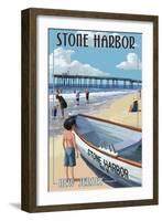 Stone Harbor, New Jersey - Lifeboat-Lantern Press-Framed Art Print