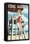 Stone Harbor, New Jersey - Lifeguard Pinup Girl-Lantern Press-Framed Stretched Canvas