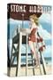 Stone Harbor, New Jersey - Lifeguard Pinup Girl-Lantern Press-Stretched Canvas