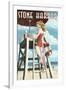 Stone Harbor, New Jersey - Lifeguard Pinup Girl-Lantern Press-Framed Art Print