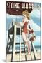 Stone Harbor, New Jersey - Lifeguard Pinup Girl-Lantern Press-Mounted Art Print