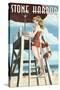 Stone Harbor, New Jersey - Lifeguard Pinup Girl-Lantern Press-Stretched Canvas