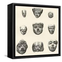 Stone Heads and Masks Found at Teotihuacan-null-Framed Stretched Canvas