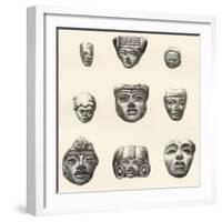 Stone Heads and Masks Found at Teotihuacan-null-Framed Giclee Print