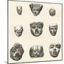 Stone Heads and Masks Found at Teotihuacan-null-Mounted Giclee Print