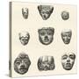 Stone Heads and Masks Found at Teotihuacan-null-Stretched Canvas