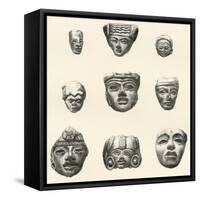 Stone Heads and Masks Found at Teotihuacan-null-Framed Stretched Canvas