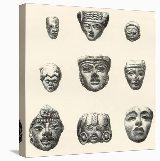 Stone Heads and Masks Found at Teotihuacan-null-Stretched Canvas