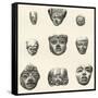 Stone Heads and Masks Found at Teotihuacan-null-Framed Stretched Canvas