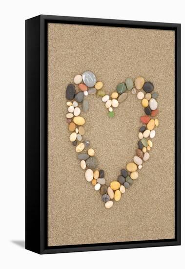 Stone Heart on Sand-Lantern Press-Framed Stretched Canvas