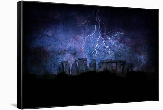 Stone Henge Lightning-rolffimages-Framed Stretched Canvas