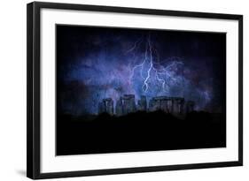 Stone Henge Lightning-rolffimages-Framed Art Print