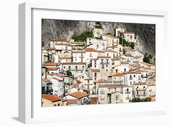 Stone houses in the medieval town of Castelmezzano, Dolomiti Lucane-Roberto Moiola-Framed Photographic Print