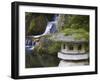 Stone Lantern and Heavenly Falls, Portland Japanese Garden, Oregon, USA-William Sutton-Framed Photographic Print