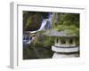 Stone Lantern and Heavenly Falls, Portland Japanese Garden, Oregon, USA-William Sutton-Framed Photographic Print