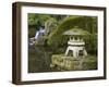 Stone Lantern and Heavenly Falls, Portland Japanese Garden, Oregon, USA-William Sutton-Framed Premium Photographic Print