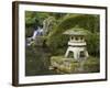 Stone Lantern and Heavenly Falls, Portland Japanese Garden, Oregon, USA-William Sutton-Framed Photographic Print