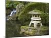 Stone Lantern and Heavenly Falls, Portland Japanese Garden, Oregon, USA-William Sutton-Mounted Photographic Print