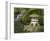 Stone Lantern and Heavenly Falls, Portland Japanese Garden, Oregon, USA-William Sutton-Framed Photographic Print