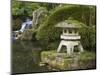 Stone Lantern and Heavenly Falls, Portland Japanese Garden, Oregon, USA-William Sutton-Mounted Photographic Print