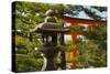 Stone lantern and Torii gate in Fushimi Inari Shrine, Kyoto, Japan-Keren Su-Stretched Canvas