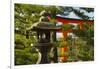 Stone lantern and Torii gate in Fushimi Inari Shrine, Kyoto, Japan-Keren Su-Framed Photographic Print