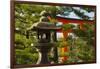 Stone lantern and Torii gate in Fushimi Inari Shrine, Kyoto, Japan-Keren Su-Framed Photographic Print