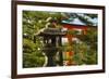 Stone lantern and Torii gate in Fushimi Inari Shrine, Kyoto, Japan-Keren Su-Framed Photographic Print