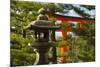 Stone lantern and Torii gate in Fushimi Inari Shrine, Kyoto, Japan-Keren Su-Mounted Photographic Print