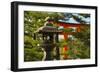 Stone lantern and Torii gate in Fushimi Inari Shrine, Kyoto, Japan-Keren Su-Framed Photographic Print