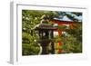 Stone lantern and Torii gate in Fushimi Inari Shrine, Kyoto, Japan-Keren Su-Framed Photographic Print